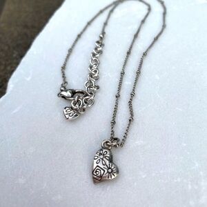 Brighton Sterling Silver Charn Heart Necklace Crystal Floral and Sun Accents